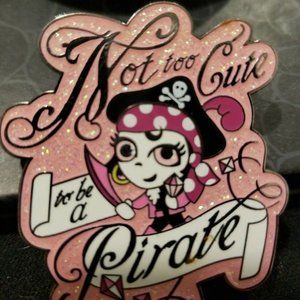 Disney Pin 00010 Not Too Cute To Be A Pirate Pink Sparkle‎ Glitter